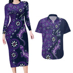 Melbourne Storm NAIDOC Week 2026 Couples Matching Long Sleeve Bodycon Dress and Hawaiian Shirt Aboriginal Lizard Dot Painting - 50 Years of Deadly