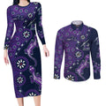 Melbourne Storm NAIDOC Week 2026 Couples Matching Long Sleeve Bodycon Dress and Long Sleeve Button Shirt Aboriginal Lizard Dot Painting - 50 Years of Deadly