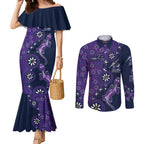 Melbourne Storm NAIDOC Week 2026 Couples Matching Mermaid Dress and Long Sleeve Button Shirt Aboriginal Lizard Dot Painting - 50 Years of Deadly