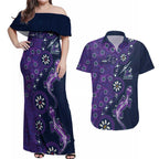 Melbourne Storm NAIDOC Week 2026 Couples Matching Off Shoulder Maxi Dress and Hawaiian Shirt Aboriginal Lizard Dot Painting - 50 Years of Deadly