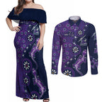 Melbourne Storm NAIDOC Week 2026 Couples Matching Off Shoulder Maxi Dress and Long Sleeve Button Shirt Aboriginal Lizard Dot Painting - 50 Years of Deadly