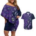 Melbourne Storm NAIDOC Week 2026 Couples Matching Off Shoulder Short Dress and Hawaiian Shirt Aboriginal Lizard Dot Painting - 50 Years of Deadly