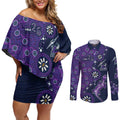 Melbourne Storm NAIDOC Week 2026 Couples Matching Off Shoulder Short Dress and Long Sleeve Button Shirt Aboriginal Lizard Dot Painting - 50 Years of Deadly