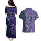 Melbourne Storm NAIDOC Week 2026 Couples Matching Puletasi and Hawaiian Shirt Aboriginal Lizard Dot Painting - 50 Years of Deadly