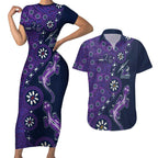 Melbourne Storm NAIDOC Week 2026 Couples Matching Short Sleeve Bodycon Dress and Hawaiian Shirt Aboriginal Lizard Dot Painting - 50 Years of Deadly