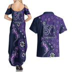 Melbourne Storm NAIDOC Week 2026 Couples Matching Summer Maxi Dress and Hawaiian Shirt Aboriginal Lizard Dot Painting - 50 Years of Deadly