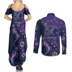 Melbourne Storm NAIDOC Week 2026 Couples Matching Summer Maxi Dress and Long Sleeve Button Shirt Aboriginal Lizard Dot Painting - 50 Years of Deadly