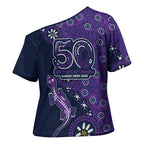Melbourne Storm NAIDOC Week 2026 Cross Shoulder Shirt Aboriginal Lizard Dot Painting - 50 Years of Deadly