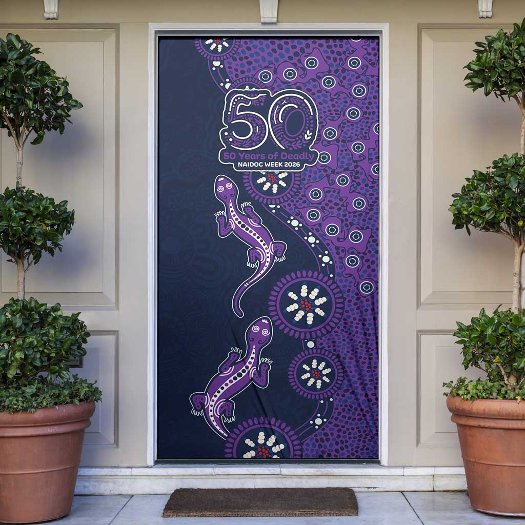 Melbourne Storm NAIDOC Week 2026 Door Cover Aboriginal Lizard Dot Painting - 50 Years of Deadly