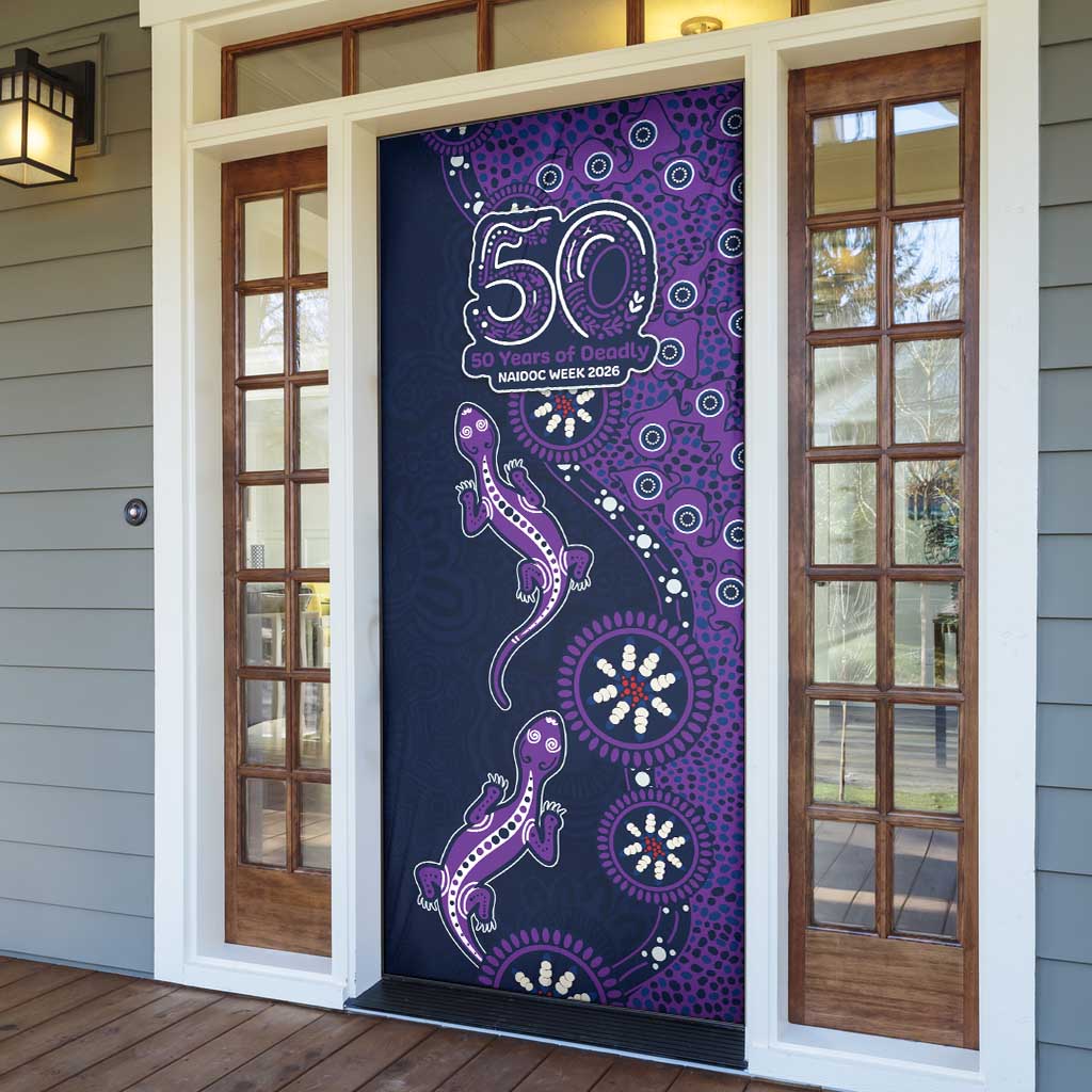 Melbourne Storm NAIDOC Week 2026 Door Cover Aboriginal Lizard Dot Painting - 50 Years of Deadly