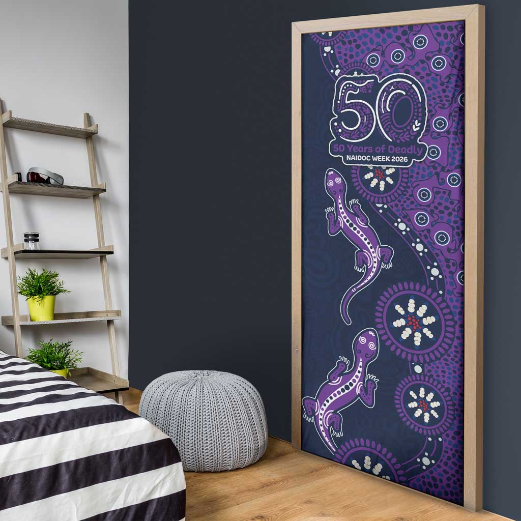 Melbourne Storm NAIDOC Week 2026 Door Cover Aboriginal Lizard Dot Painting - 50 Years of Deadly