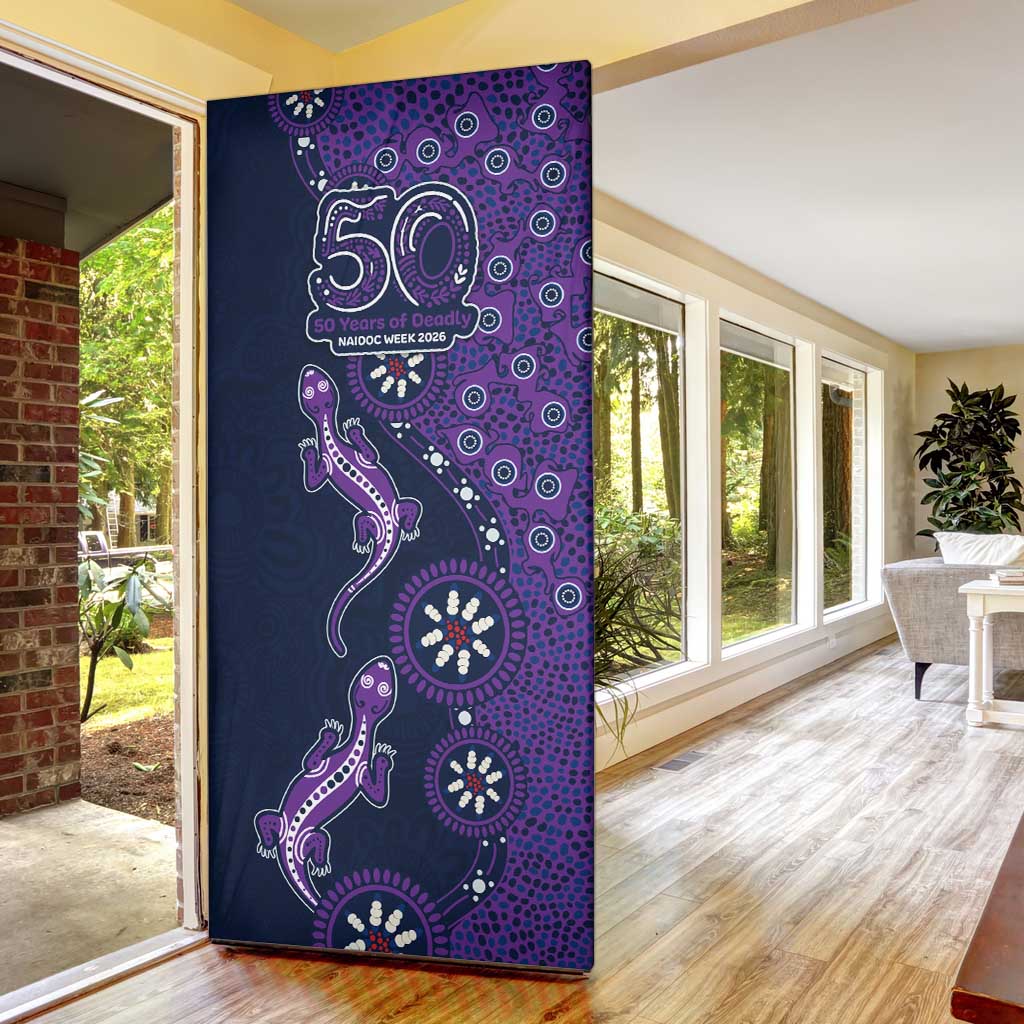Melbourne Storm NAIDOC Week 2026 Door Cover Aboriginal Lizard Dot Painting - 50 Years of Deadly