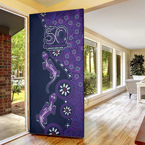 Melbourne Storm NAIDOC Week 2026 Door Cover Aboriginal Lizard Dot Painting - 50 Years of Deadly