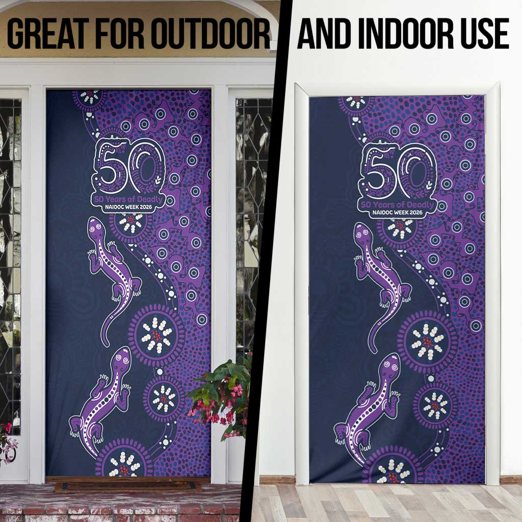 Melbourne Storm NAIDOC Week 2026 Door Cover Aboriginal Lizard Dot Painting - 50 Years of Deadly