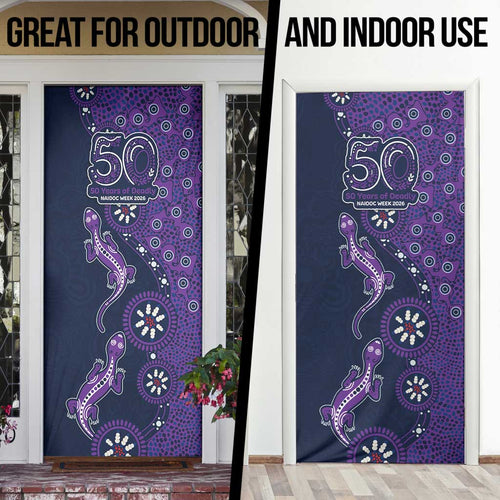 Melbourne Storm NAIDOC Week 2026 Door Cover Aboriginal Lizard Dot Painting - 50 Years of Deadly