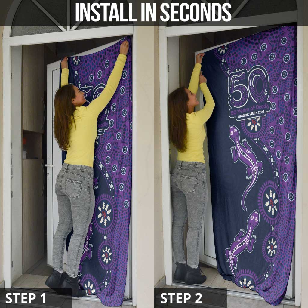 Melbourne Storm NAIDOC Week 2026 Door Cover Aboriginal Lizard Dot Painting - 50 Years of Deadly