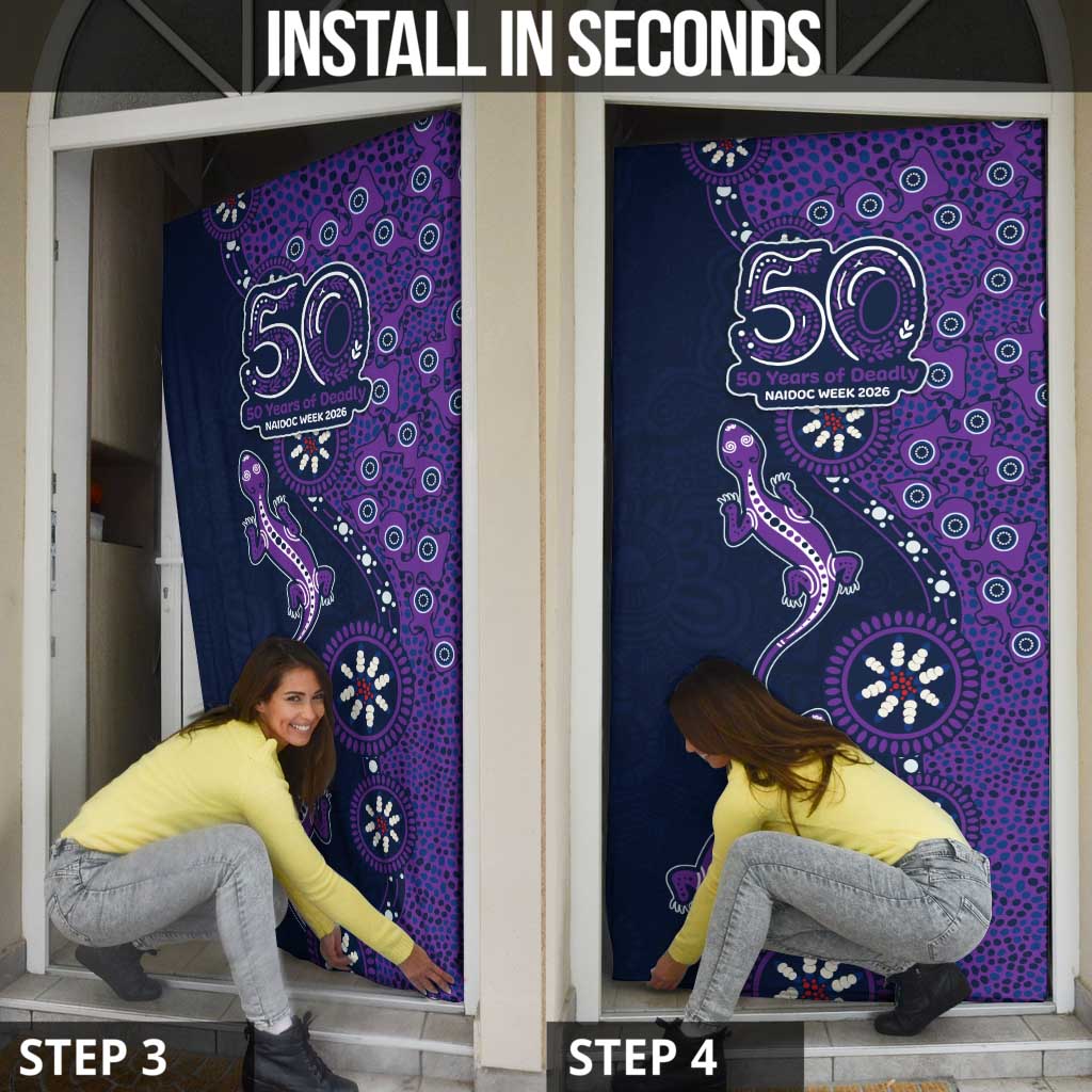 Melbourne Storm NAIDOC Week 2026 Door Cover Aboriginal Lizard Dot Painting - 50 Years of Deadly