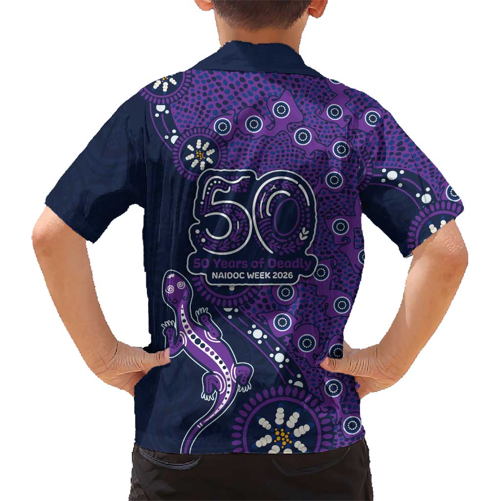 Melbourne Storm NAIDOC Week 2026 Family Matching Long Sleeve Bodycon Dress and Hawaiian Shirt Aboriginal Lizard Dot Painting - 50 Years of Deadly