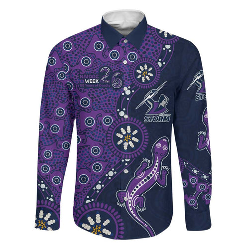 Melbourne Storm NAIDOC Week 2026 Family Matching Mermaid Dress and Hawaiian Shirt Aboriginal Lizard Dot Painting - 50 Years of Deadly