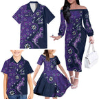 Melbourne Storm NAIDOC Week 2026 Family Matching Off The Shoulder Long Sleeve Dress and Hawaiian Shirt Aboriginal Lizard Dot Painting - 50 Years of Deadly
