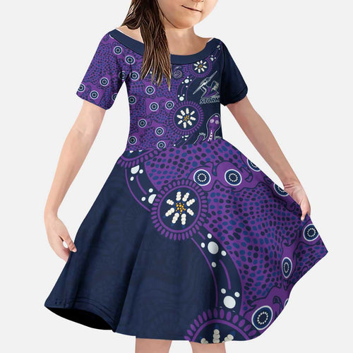 Melbourne Storm NAIDOC Week 2026 Family Matching Off Shoulder Maxi Dress and Hawaiian Shirt Aboriginal Lizard Dot Painting - 50 Years of Deadly