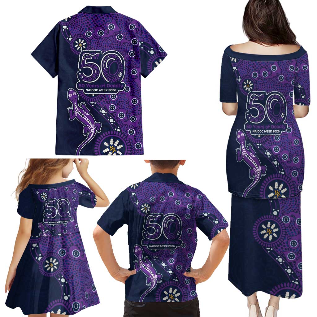 Melbourne Storm NAIDOC Week 2026 Family Matching Puletasi and Hawaiian Shirt Aboriginal Lizard Dot Painting - 50 Years of Deadly