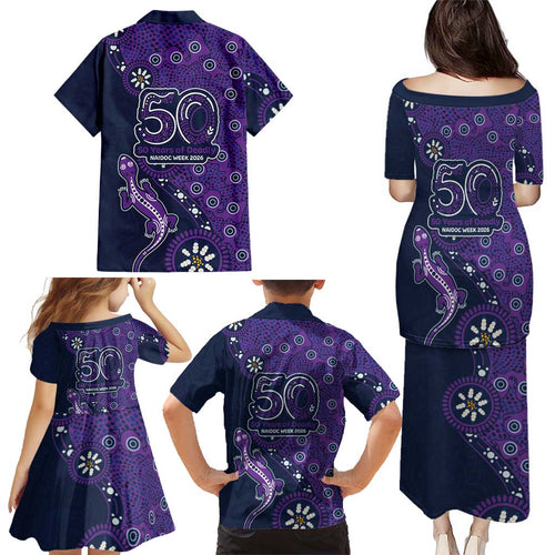 Melbourne Storm NAIDOC Week 2026 Family Matching Puletasi and Hawaiian Shirt Aboriginal Lizard Dot Painting - 50 Years of Deadly