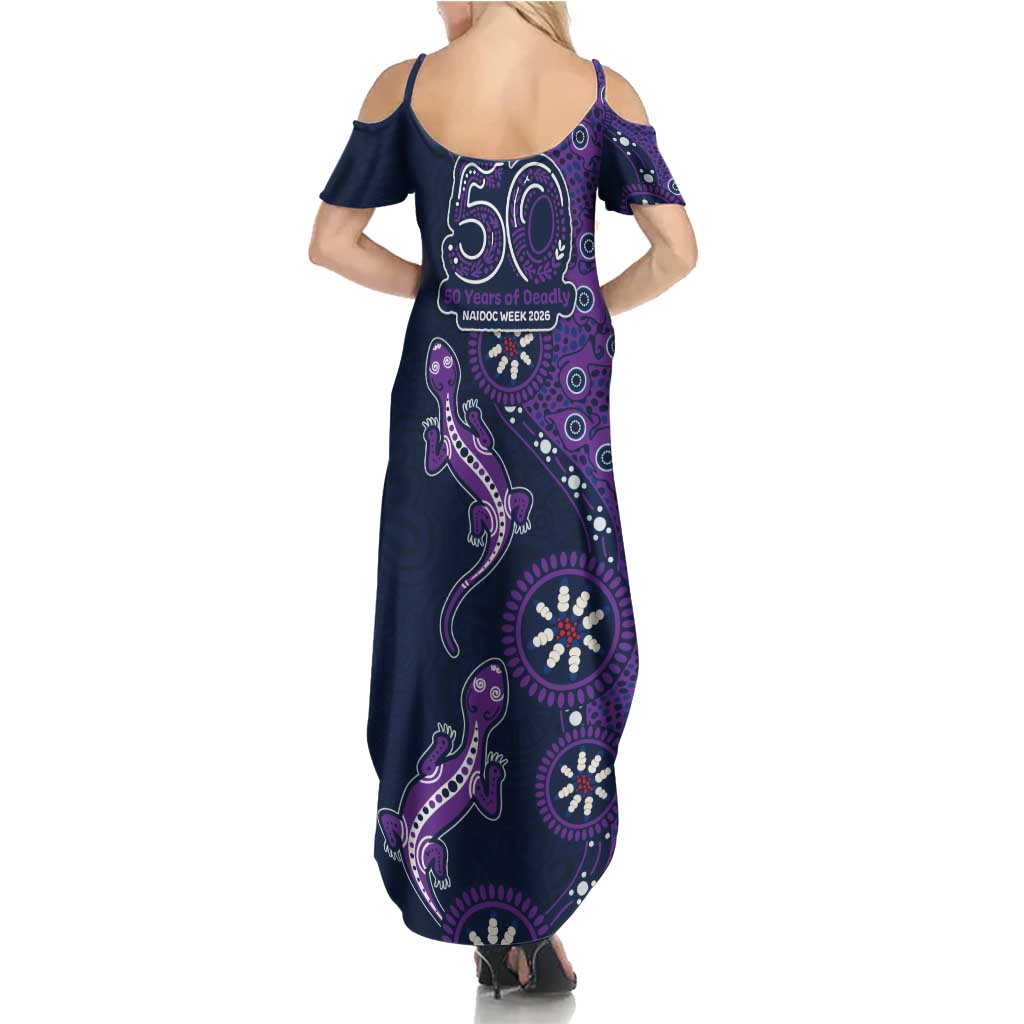 Melbourne Storm NAIDOC Week 2026 Family Matching Summer Maxi Dress and Hawaiian Shirt Aboriginal Lizard Dot Painting - 50 Years of Deadly