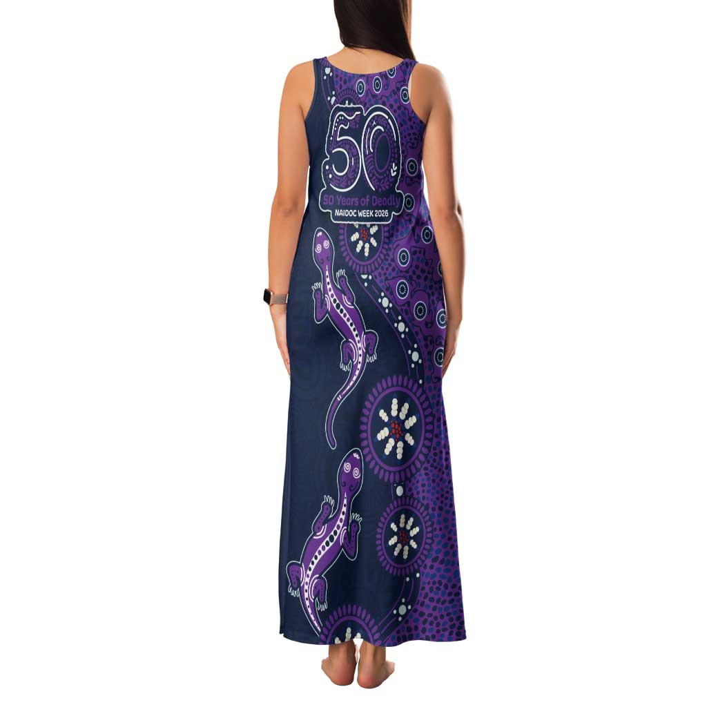Melbourne Storm NAIDOC Week 2026 Family Matching Tank Maxi Dress and Hawaiian Shirt Aboriginal Lizard Dot Painting - 50 Years of Deadly