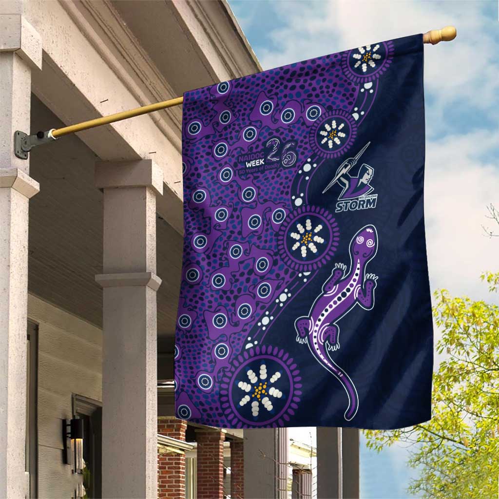 Melbourne Storm NAIDOC Week 2026 Garden Flag Aboriginal Lizard Dot Painting - 50 Years of Deadly