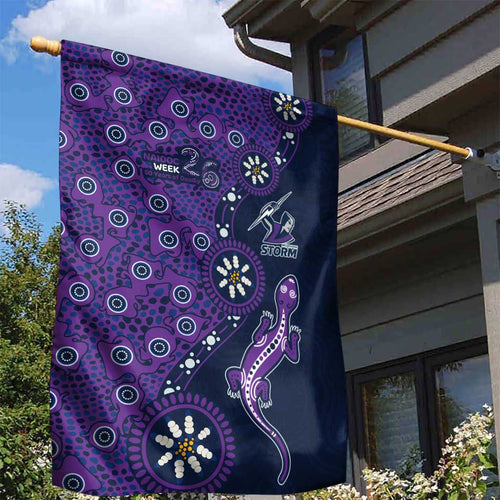 Melbourne Storm NAIDOC Week 2026 Garden Flag Aboriginal Lizard Dot Painting - 50 Years of Deadly