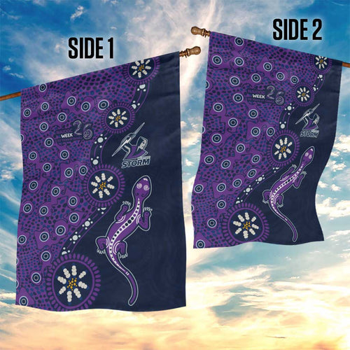 Melbourne Storm NAIDOC Week 2026 Garden Flag Aboriginal Lizard Dot Painting - 50 Years of Deadly