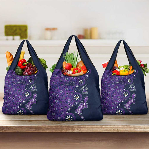 Melbourne Storm NAIDOC Week 2026 Grocery Bag Aboriginal Lizard Dot Painting - 50 Years of Deadly