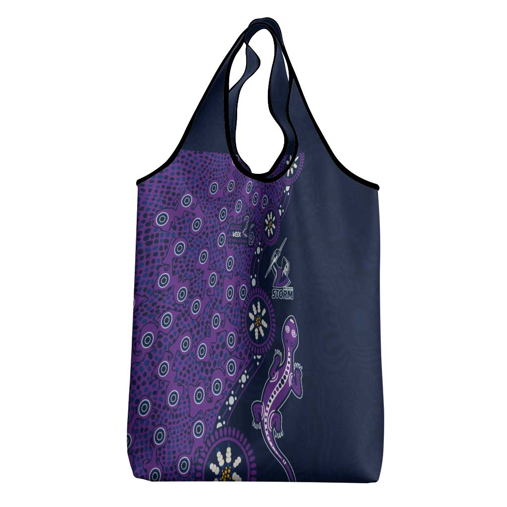 Melbourne Storm NAIDOC Week 2026 Grocery Bag Aboriginal Lizard Dot Painting - 50 Years of Deadly