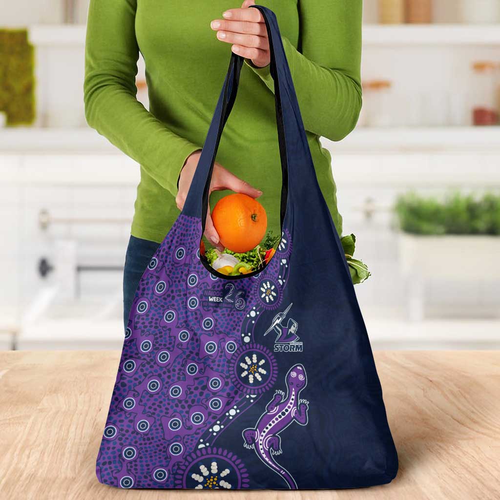 Melbourne Storm NAIDOC Week 2026 Grocery Bag Aboriginal Lizard Dot Painting - 50 Years of Deadly