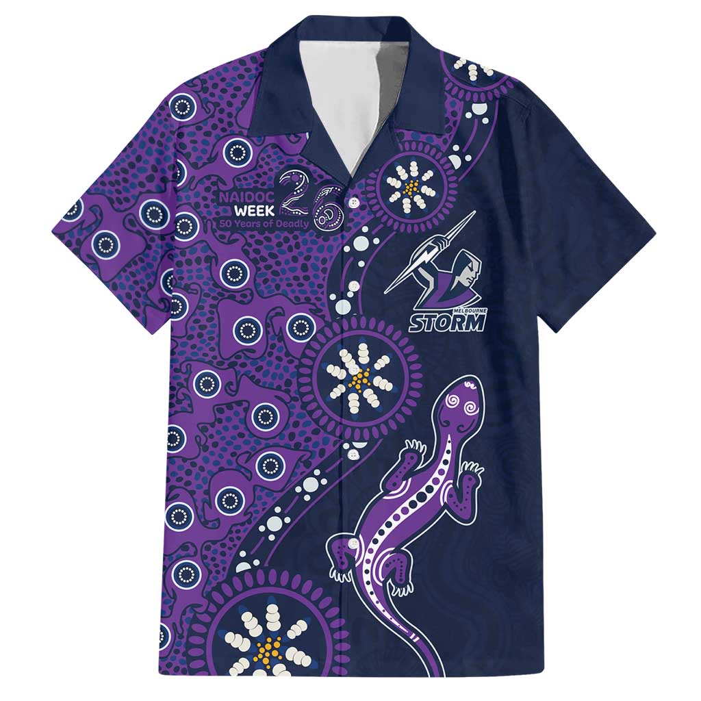 Melbourne Storm NAIDOC Week 2026 Hawaiian Shirt Aboriginal Lizard Dot Painting - 50 Years of Deadly