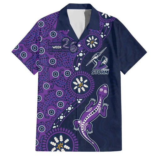 Melbourne Storm NAIDOC Week 2026 Hawaiian Shirt Aboriginal Lizard Dot Painting - 50 Years of Deadly