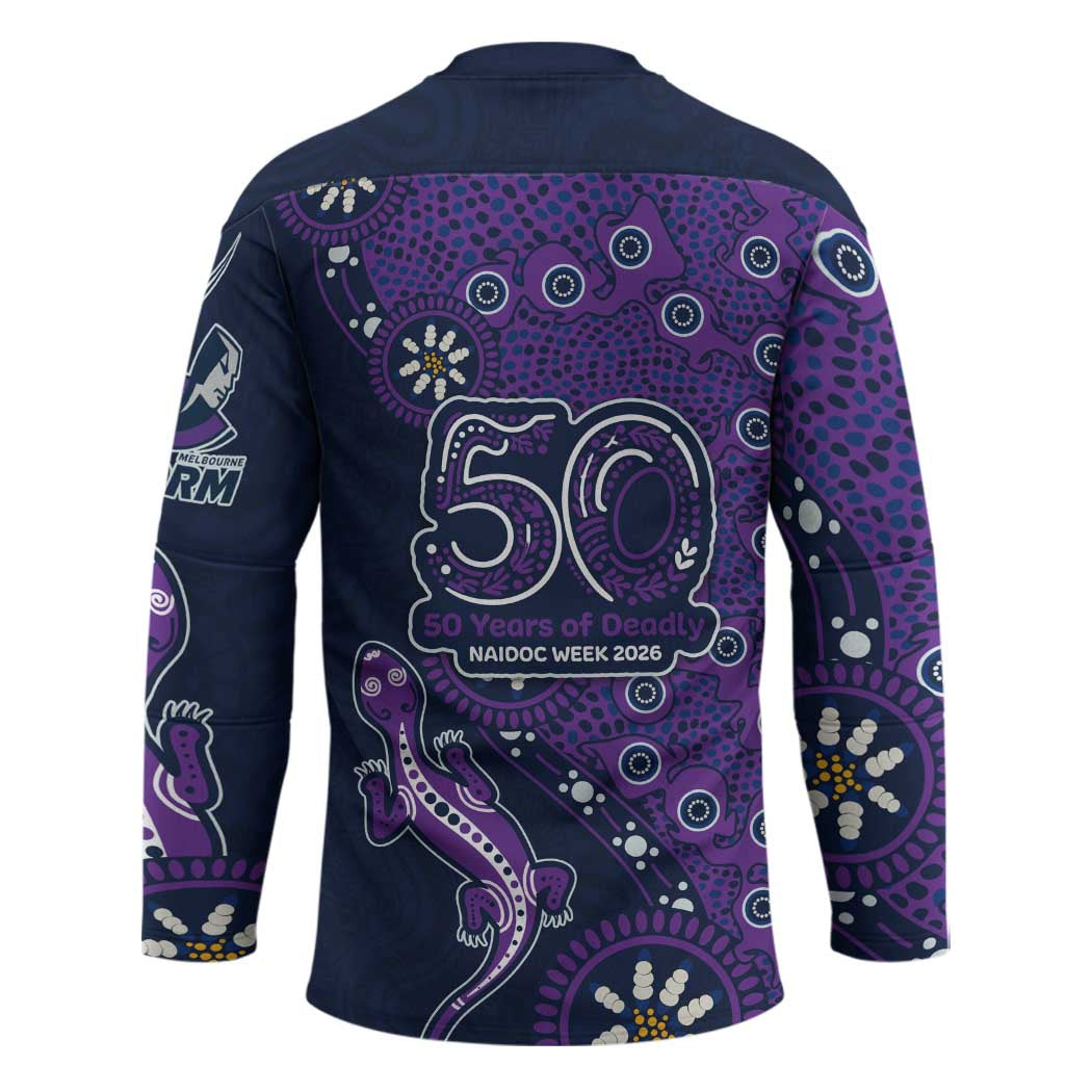 Melbourne Storm NAIDOC Week 2026 Hockey Jersey Aboriginal Lizard Dot Painting - 50 Years of Deadly