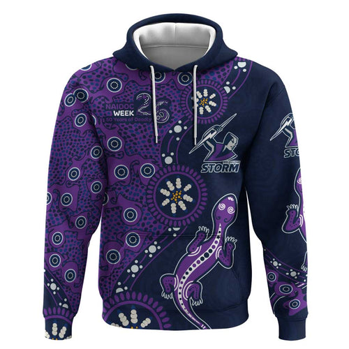 Melbourne Storm NAIDOC Week 2026 Hoodie Aboriginal Lizard Dot Painting - 50 Years of Deadly