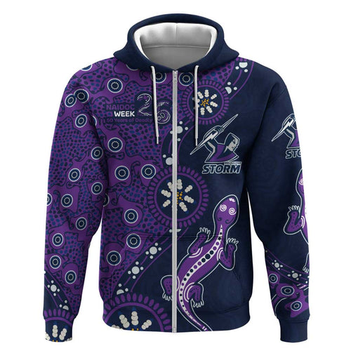 Melbourne Storm NAIDOC Week 2026 Hoodie Aboriginal Lizard Dot Painting - 50 Years of Deadly