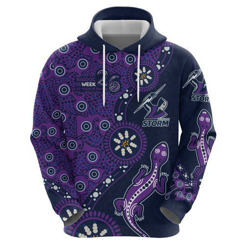 Melbourne Storm NAIDOC Week 2026 Hoodie Aboriginal Lizard Dot Painting - 50 Years of Deadly