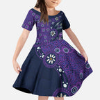 Melbourne Storm NAIDOC Week 2026 Kid Short Sleeve Dress Aboriginal Lizard Dot Painting - 50 Years of Deadly