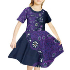 Melbourne Storm NAIDOC Week 2026 Kid Short Sleeve Dress Aboriginal Lizard Dot Painting - 50 Years of Deadly