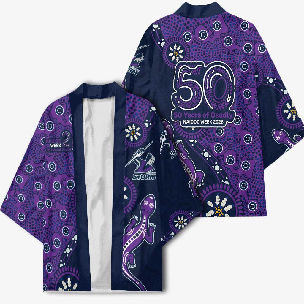 Melbourne Storm NAIDOC Week 2026 Kimono Aboriginal Lizard Dot Painting - 50 Years of Deadly