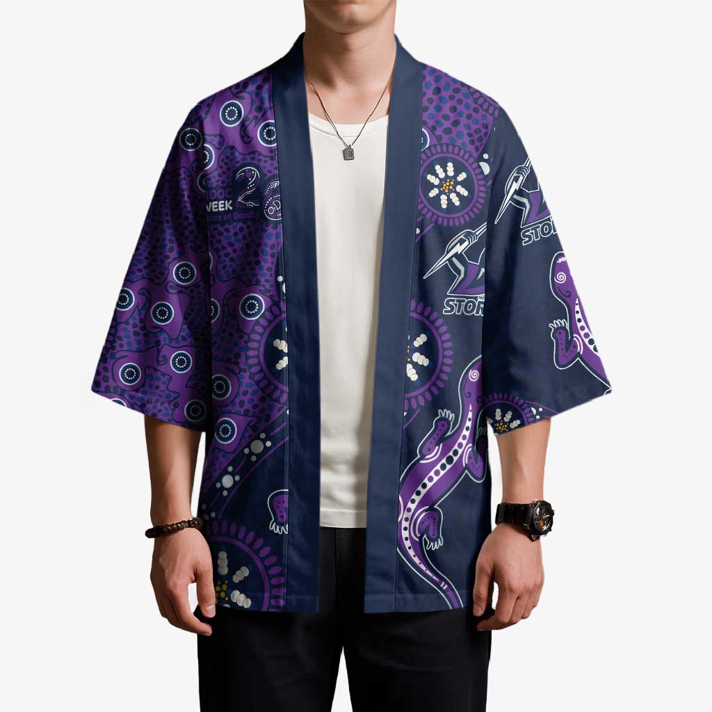 Melbourne Storm NAIDOC Week 2026 Kimono Aboriginal Lizard Dot Painting - 50 Years of Deadly