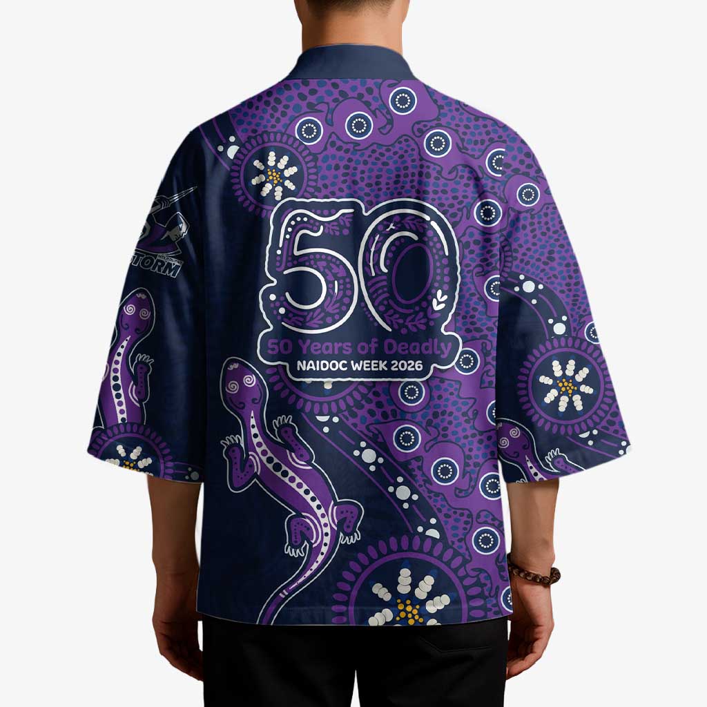 Melbourne Storm NAIDOC Week 2026 Kimono Aboriginal Lizard Dot Painting - 50 Years of Deadly