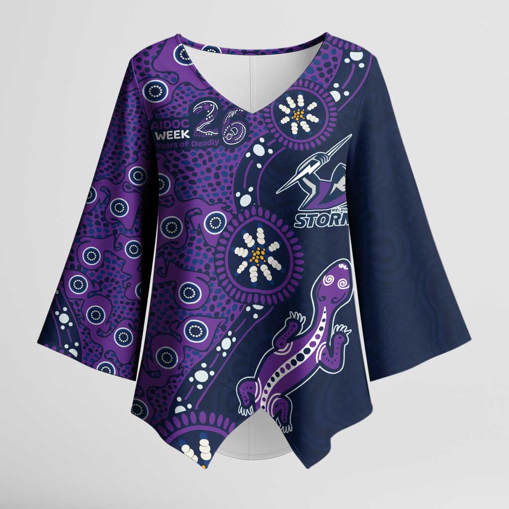 Melbourne Storm NAIDOC Week 2026 Kimono Sleeve Blouse Aboriginal Lizard Dot Painting - 50 Years of Deadly