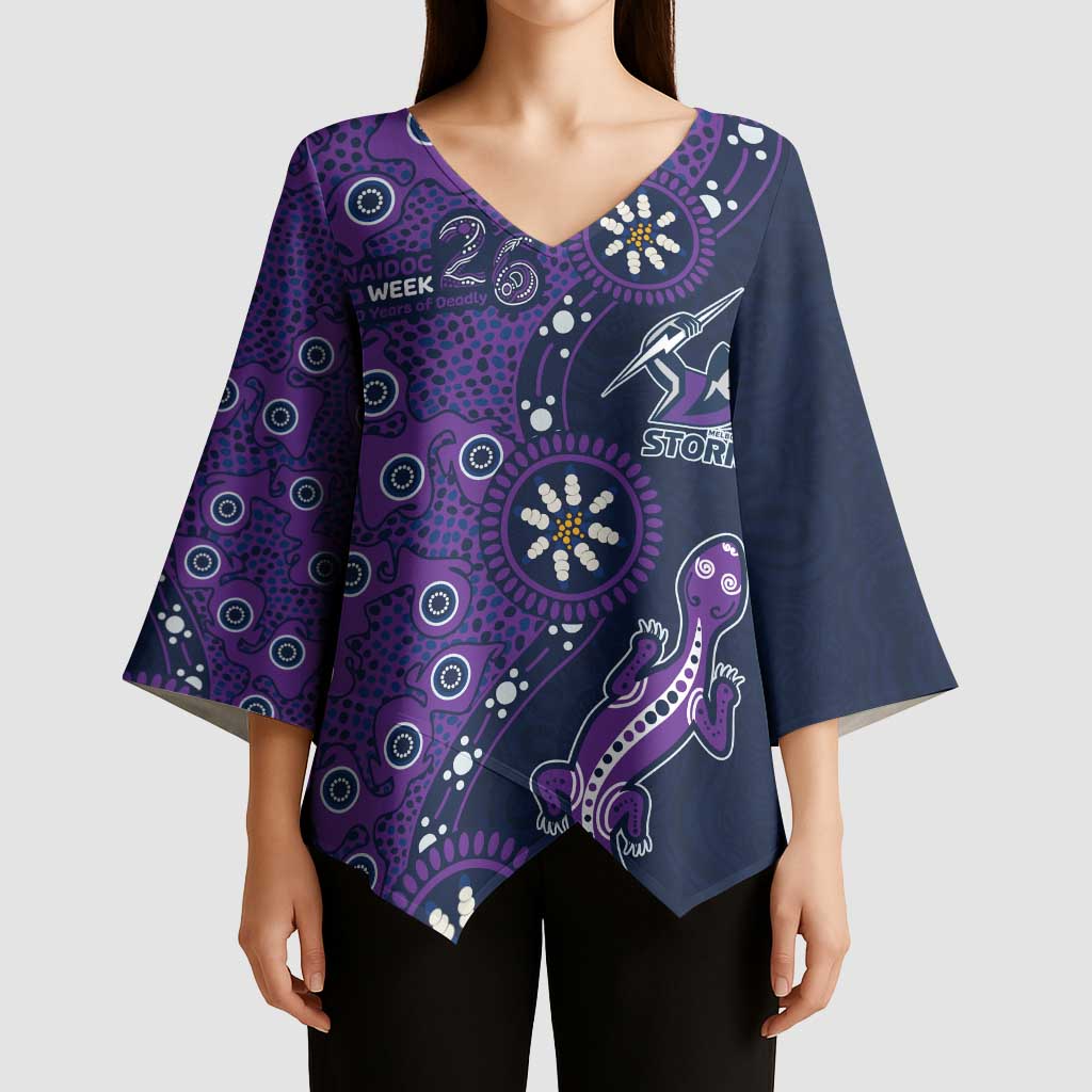 Melbourne Storm NAIDOC Week 2026 Kimono Sleeve Blouse Aboriginal Lizard Dot Painting - 50 Years of Deadly