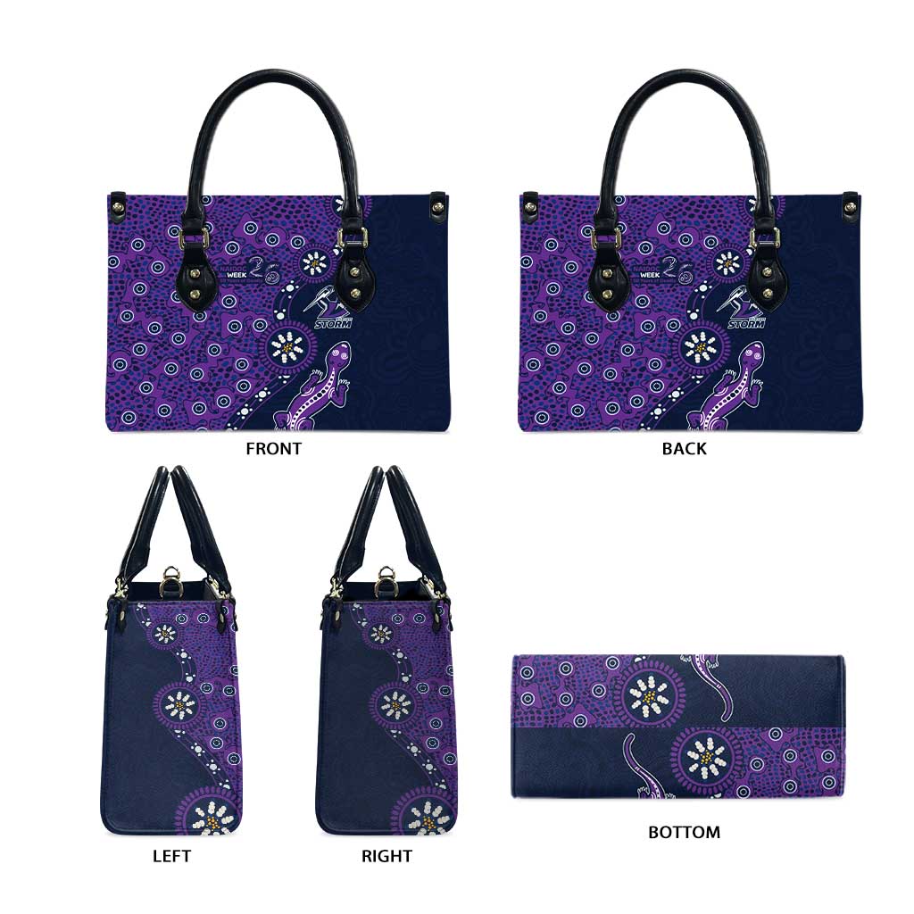 Melbourne Storm NAIDOC Week 2026 Leather Bag Aboriginal Lizard Dot Painting - 50 Years of Deadly