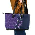 Melbourne Storm NAIDOC Week 2026 Leather Tote Bag Aboriginal Lizard Dot Painting - 50 Years of Deadly